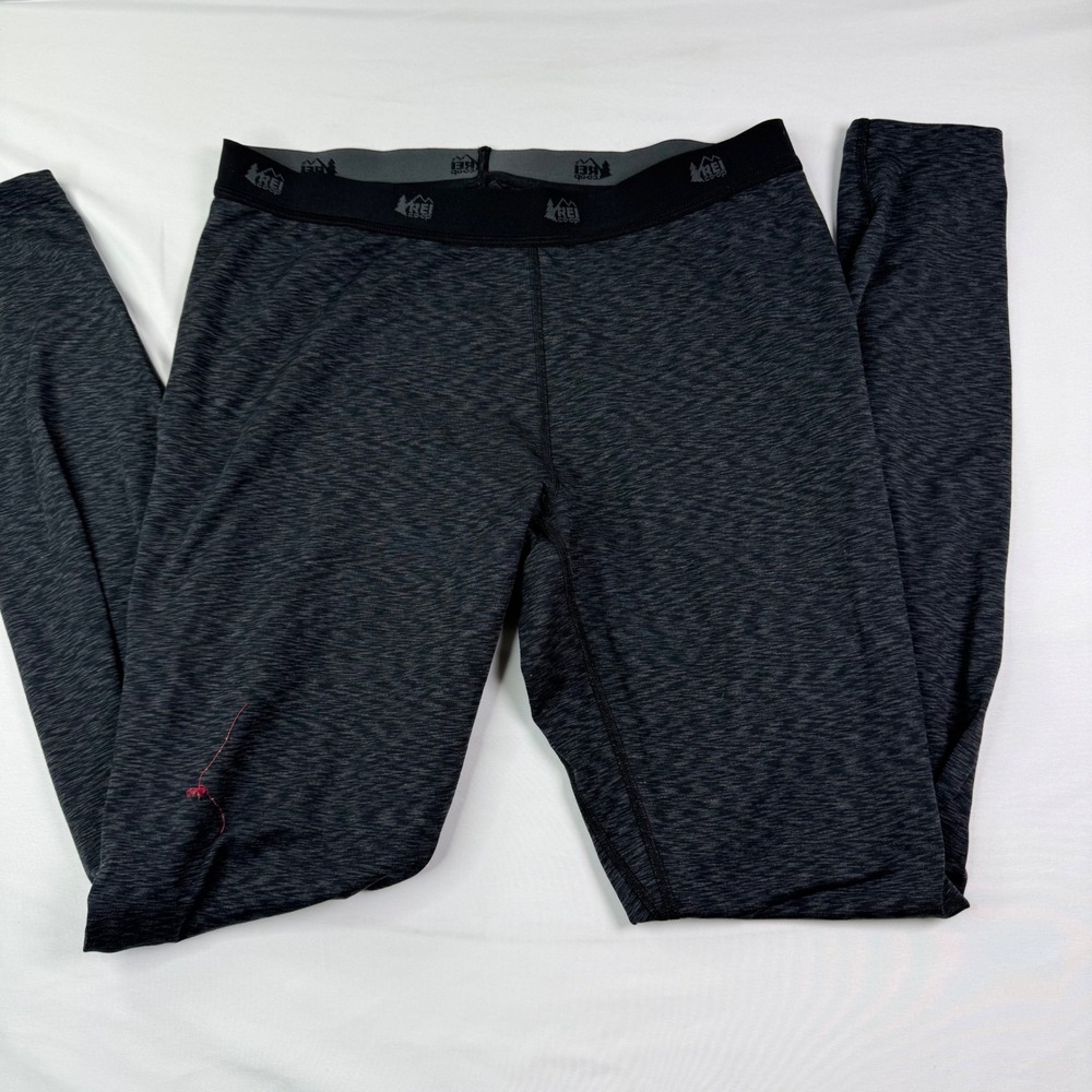 REI Co-op Womens Midweight Base Layer Bottoms Gray Space Dye Leggings Medium
